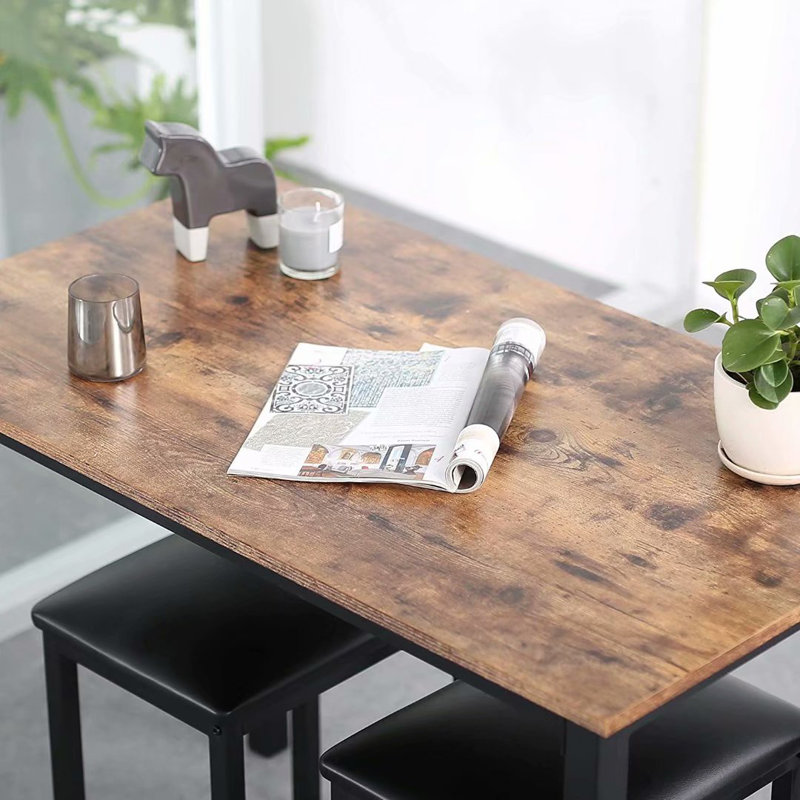 Ensemble de table de salle à manger de cuisine avec tabourets rembourrés, petite table de salle à manger et chaises, ensemble de 3 pièces de coin repas Industiral, HDT109004WR