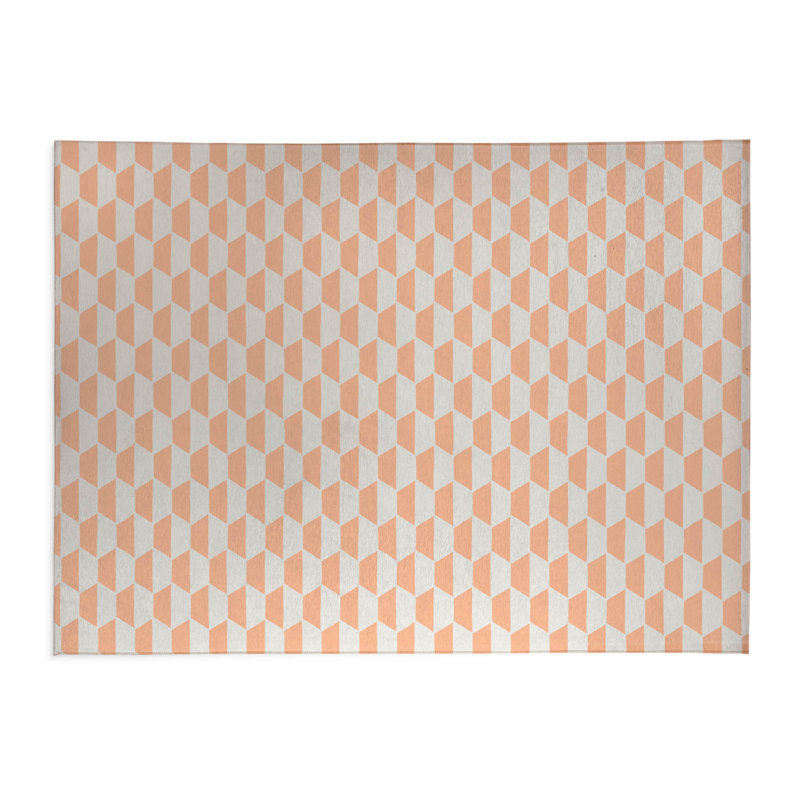 Hex Kids Play Mat, Rectangle 3' x 5', Peach/Orange