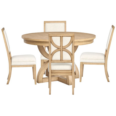 Table de salle à manger extensible 48 po avec 4 chaises d'appoint rembourrées Gordonville