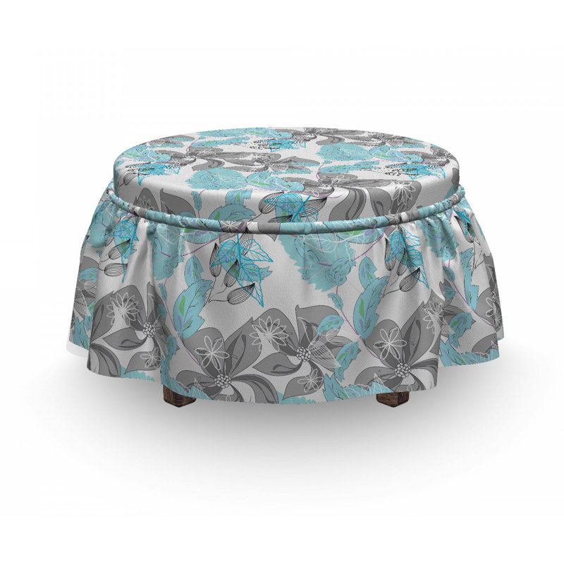 Housse pour repose-pieds fleurs et feuillage
