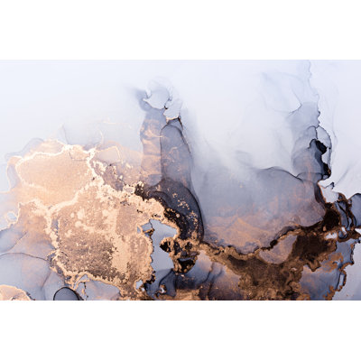 Grey And Golden Alcohol Ink - Wrapped Canvas Print