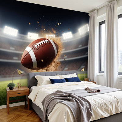 Abstract Peel and Stick Wallpaper Dynamic American Football Action Stadium Lights Explosive Dirt Effect Wall Murals 100"H x 144"W Removable PVC Wall Paper Self-Adhesive Wall Decor for Bedroom Living Room Home Office