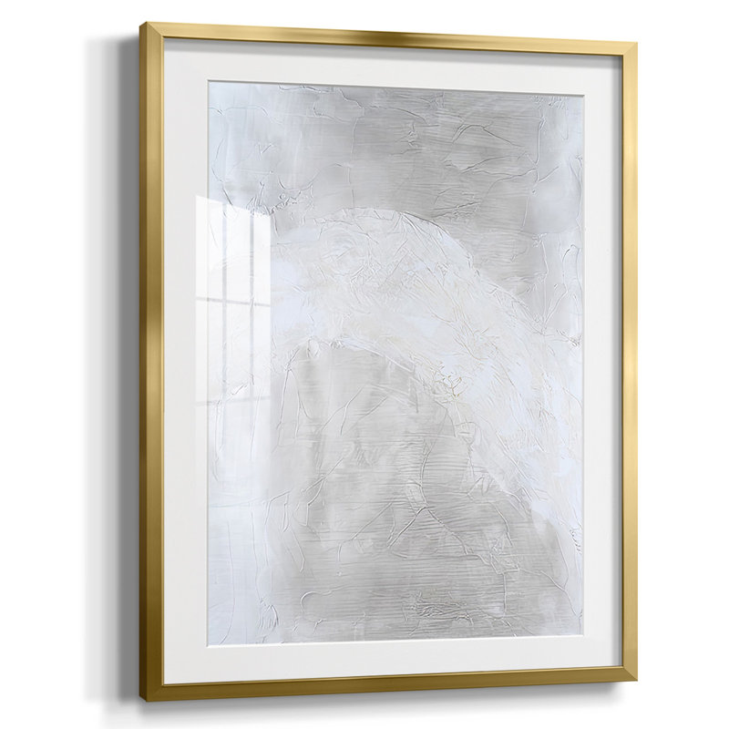 Snowdrift III, Blanc, Papier avec cadre doré, H 20 po x l 16 po