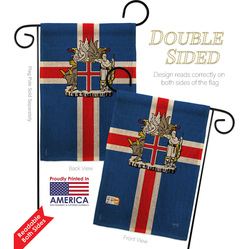 En toile jute 2 côtés 18,5 x 13 po islande drapeau de jardin