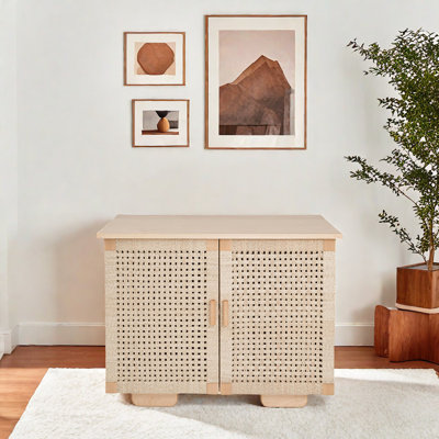 Solid Wood Braided Rope Accent Cabinet Accent Cabinet
