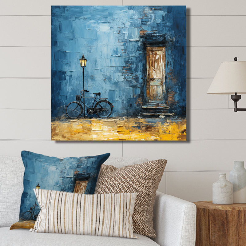 Vélo bleu «I» sur toile, H 36 po x l 36 po x P 1,5 po, Toile tendue