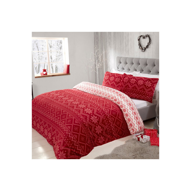 Brough Classic Polyester No Pattern Duvet Cover with Pillowcases, Super King - 2 Standard Pillowcases, Red