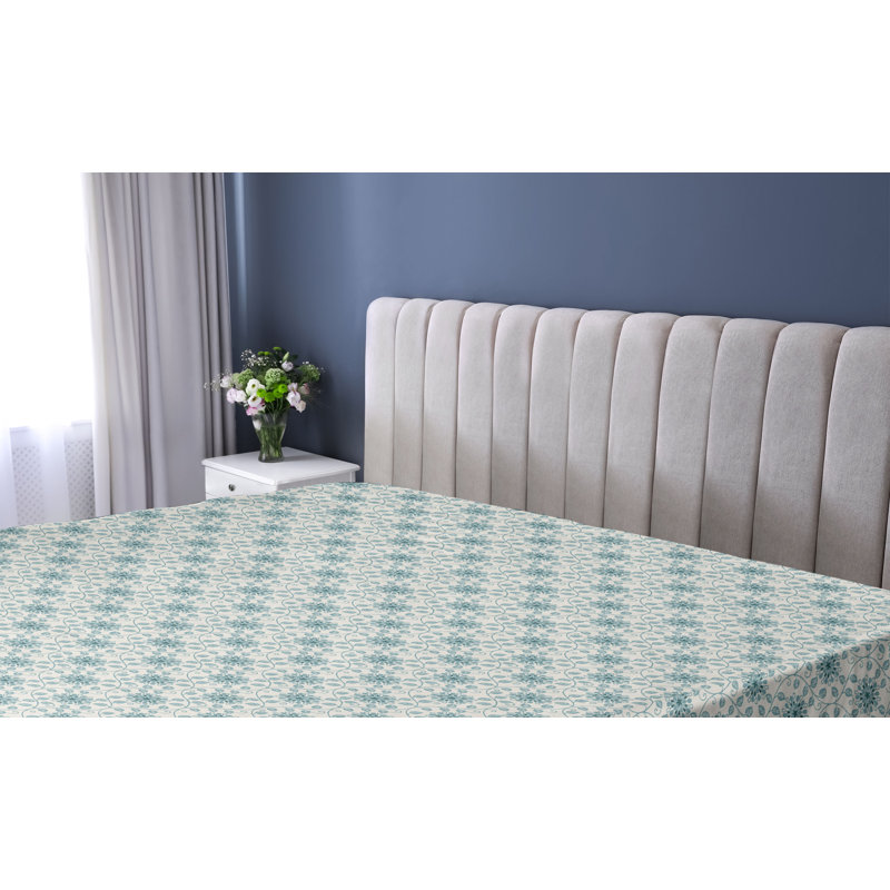 Drap-housse Ambesonne, Drap-housse simple TG, Bleu cadet / motif floral bleu pétrole
