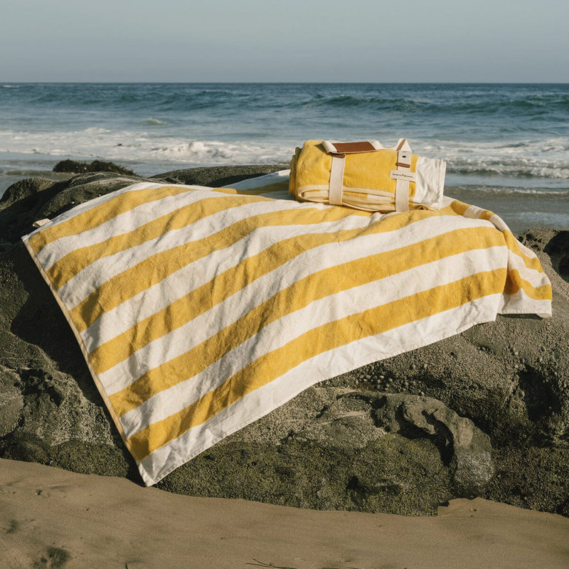 Beach Towel, Yellow/White
