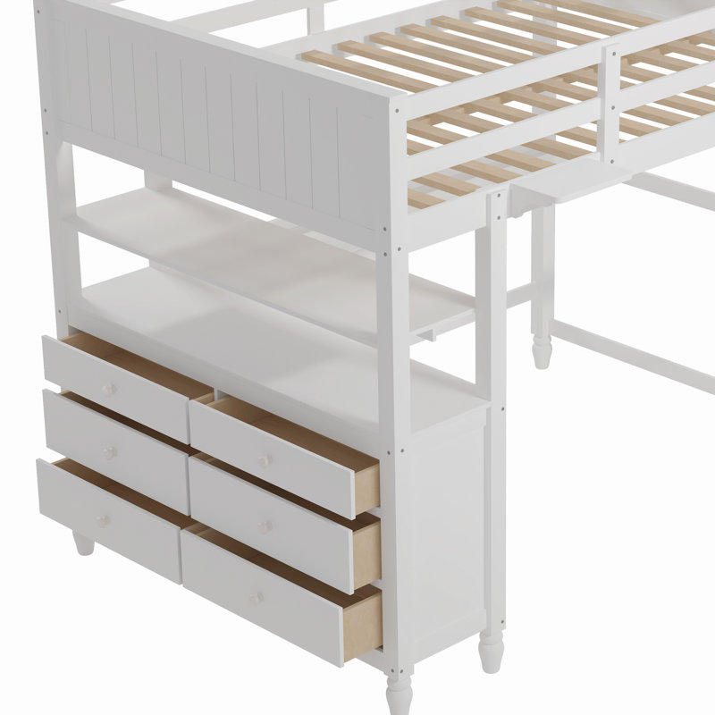 Gotthelf Kids Full Bunk Bed with Drawers, White