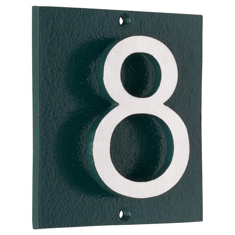 Plaque d’adresse murale sur 1 ligne flottante, Vert forêt, Nickel satiné deux tons, Oui