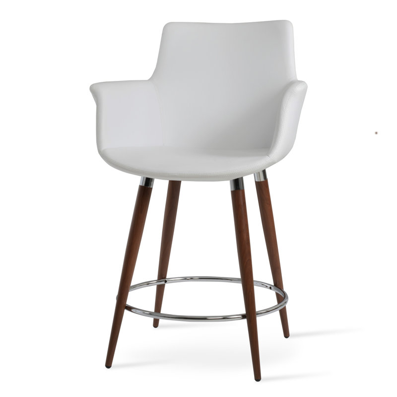 Bottega Ana Counter & Bar Stool, Walnut, Caramel, Bar Stool (29" Seat Height)
