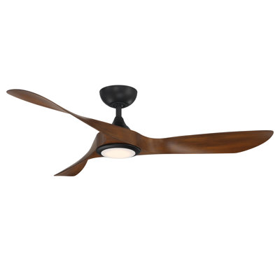 54" Swirl 3 - Blade Outdoor LED Smart Propeller Ceiling Fan with Remote Control and Light Kit Included
