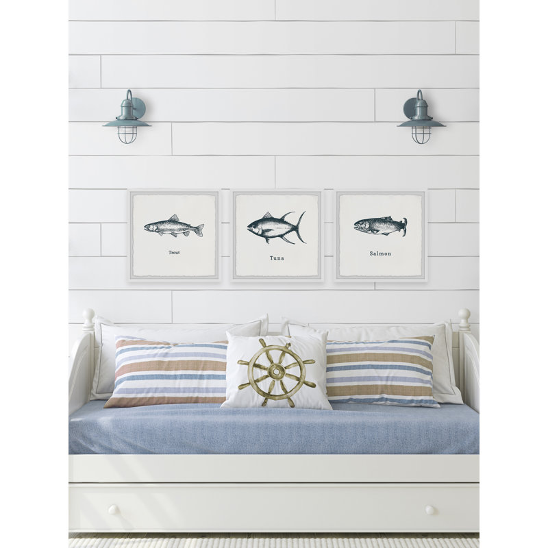 Vilonia Salmon And Tuna by Marmont Hill - 3 Piece Print Set, 30cm H x 90cm W x 3.81cm D