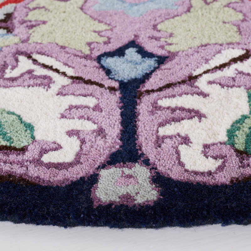 Couran Hand Tufted Wool Floral Rug, Round 5'