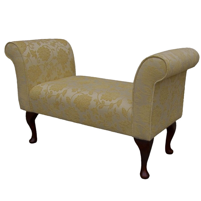 Upholstered Storage Bench, Gold, Floral