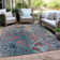 Machine Washable Indoor/Outdoor Xhevrie Teal Rug