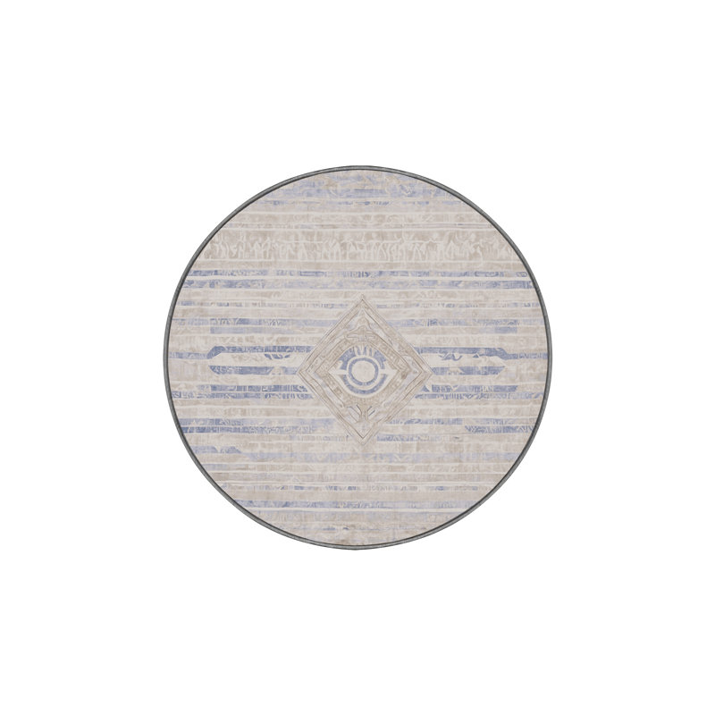 Tapis gris soyeux et moelleux, Rond 7 pi