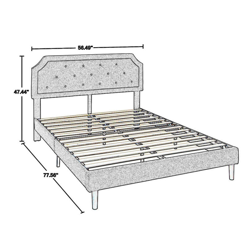 Kinsman Upholstered Platform Bed, Gray, Full/Double