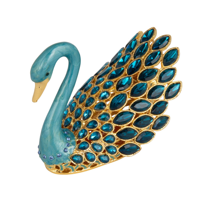 Boîte à bijoux en métal émaillé Swan