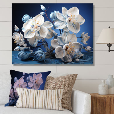 White And Blue Orchids Petals Of Serenity - Orchid Wall Art