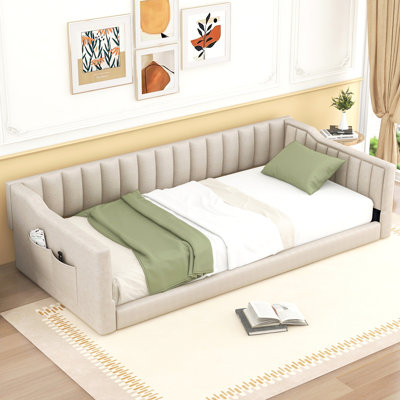 XL Size Upholstery Daybed And Side Storage Pocket,
