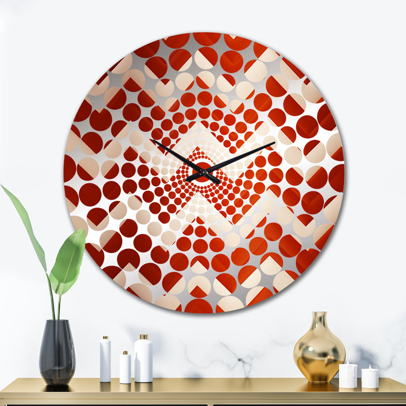 Fiery Red Chevron Passion - Horloge murale à chevrons, Grand