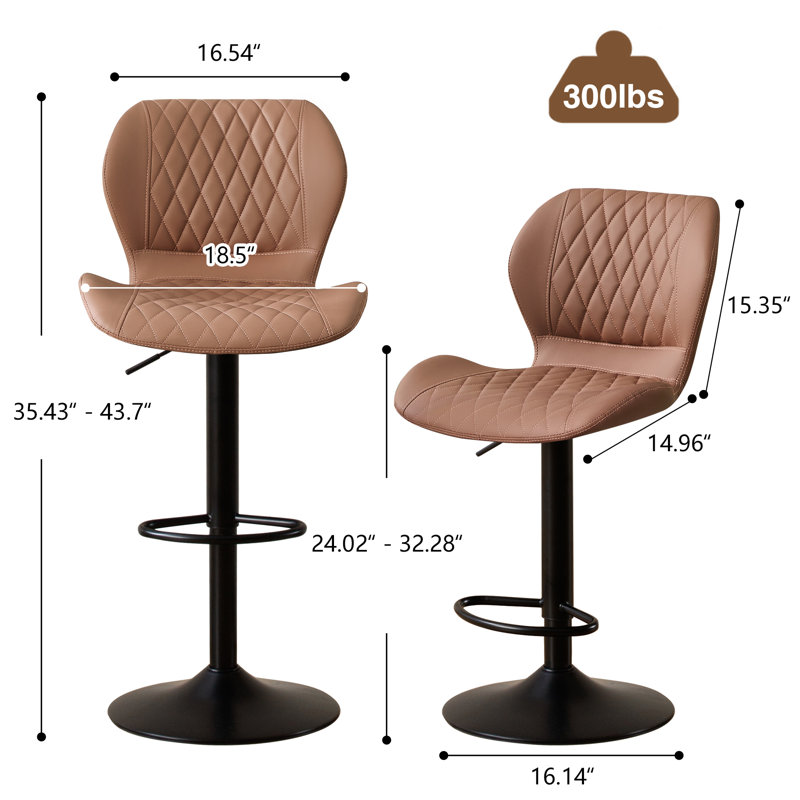 Tabouret de bar pivotant à hauteur réglable, 4, Rouillé