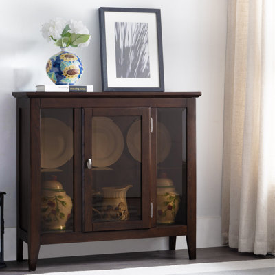 Solid Wood Entryway Curio Cabinet with Interior Light