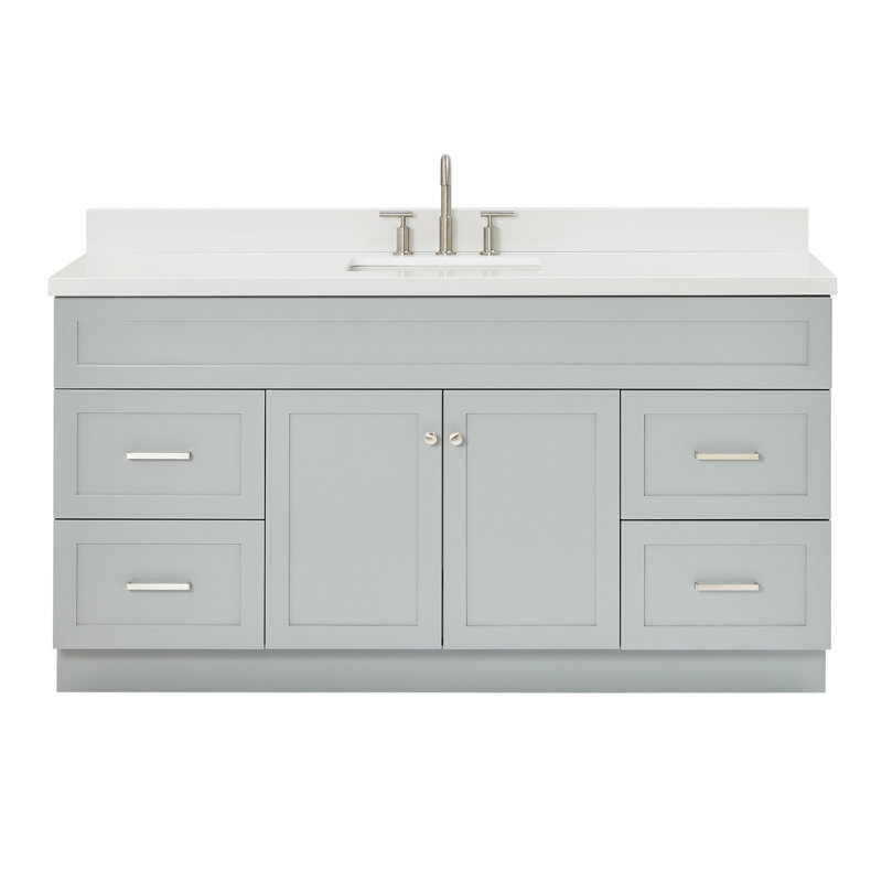Hamlet 67'' Single Bathroom Vanity with White Quartz Top, Gray