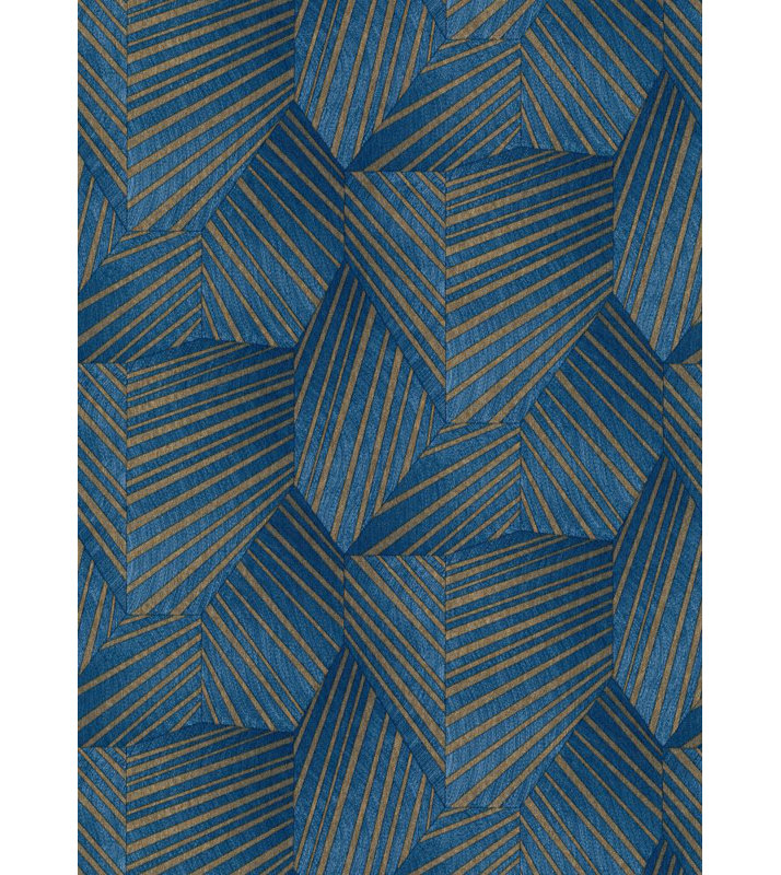 Panneau de papier peint texturé L 2,8 pi x l 21 po, Bleu / or / cuivre