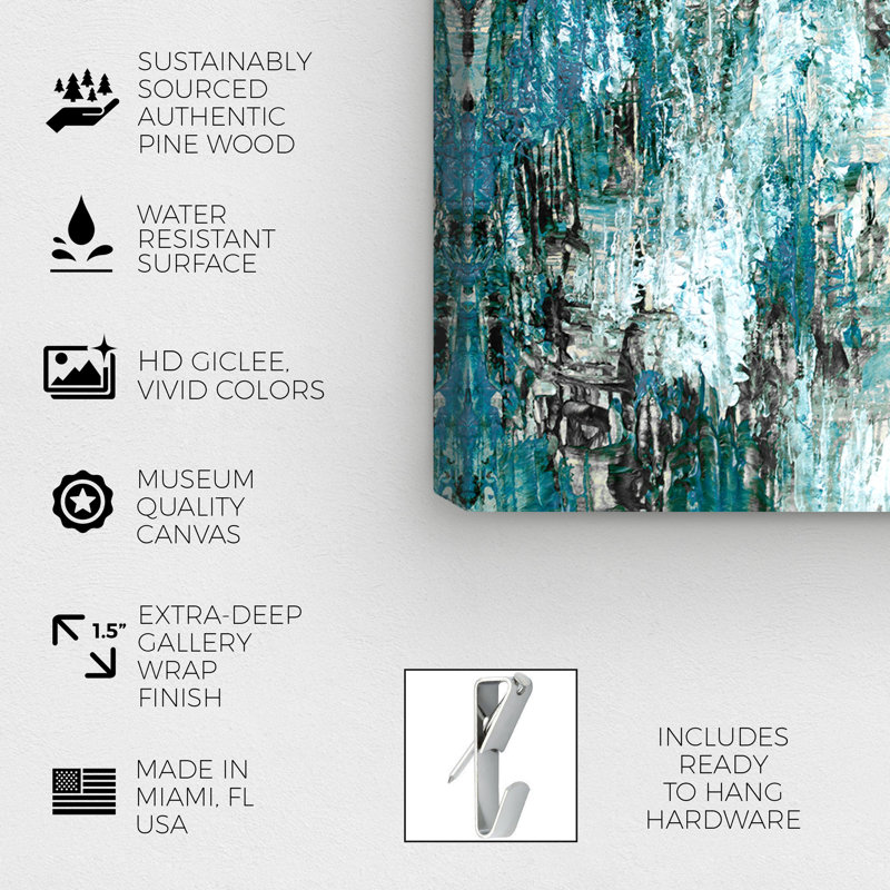«Abstract Azul Cascade», reproduction d'art sur toile, H 36 po x l 54 po x P 1,5 po, Toile tendue