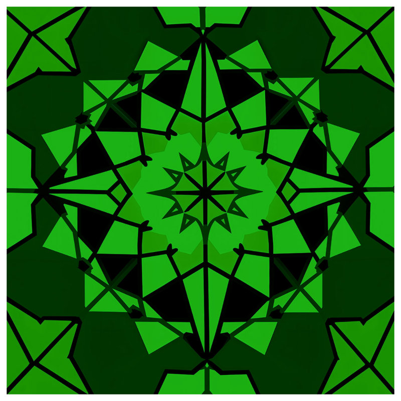 Coussins décoratifs vert à motif géométrique Kaléidoscope, 18 x 18 pouces