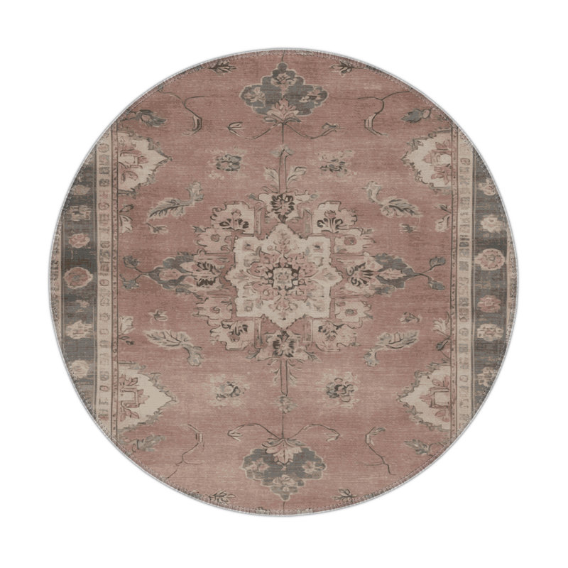 Tapis gris intérieur et extérieur surteint, Rond 5 pi