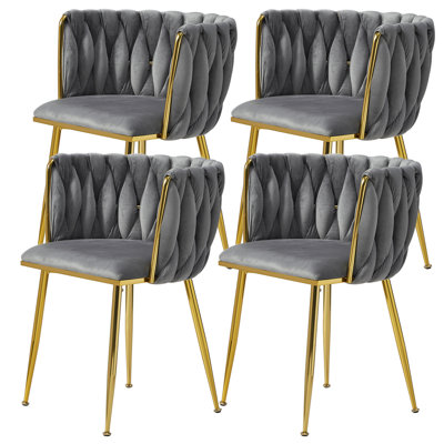 Evanni Velvet Upholstered Metal Side Chair