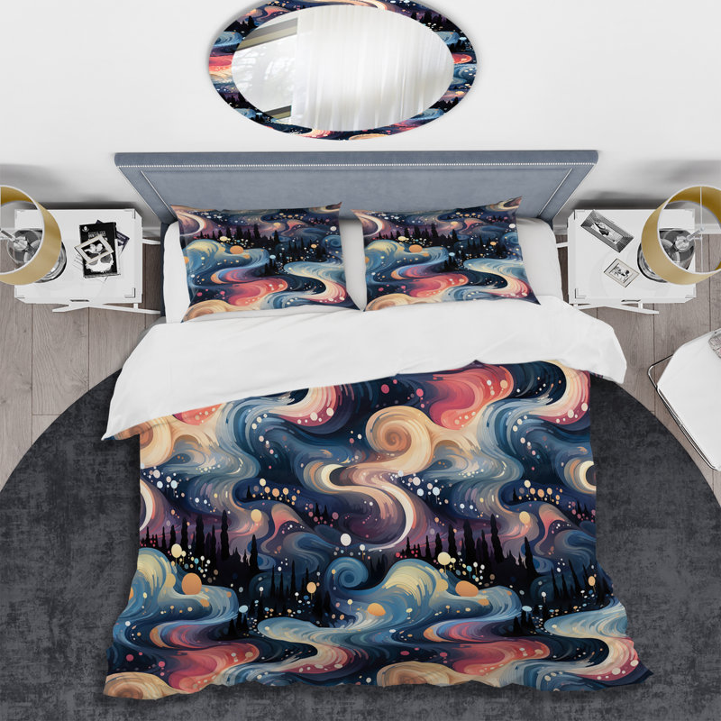 Celestial Dreams Galaxy Pattern XIV Abstract Duvet Cover, King Duvet Cover + 2 King Shams