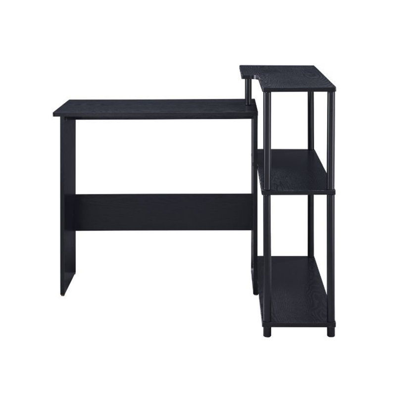 Bureau d'écriture rectangulaire avec tablette latérale (sans les chaises de bureau), Noir