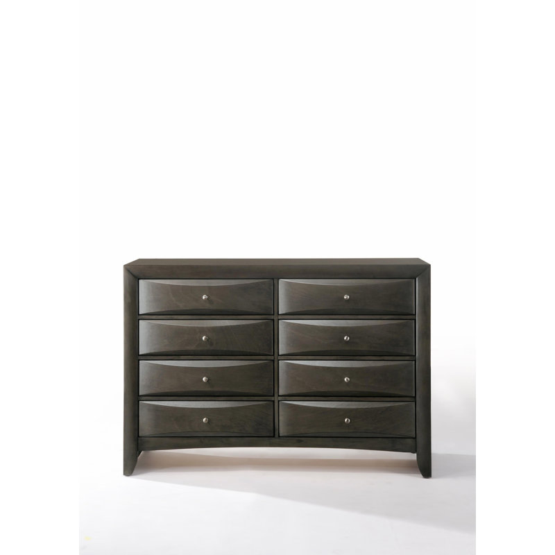 Commode 8 tiroirs avec glissement en douceur et construction durable pour le rangement, Gris