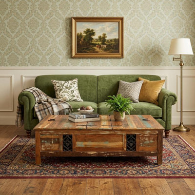 Table basse rectangulaire en bois avec rangement