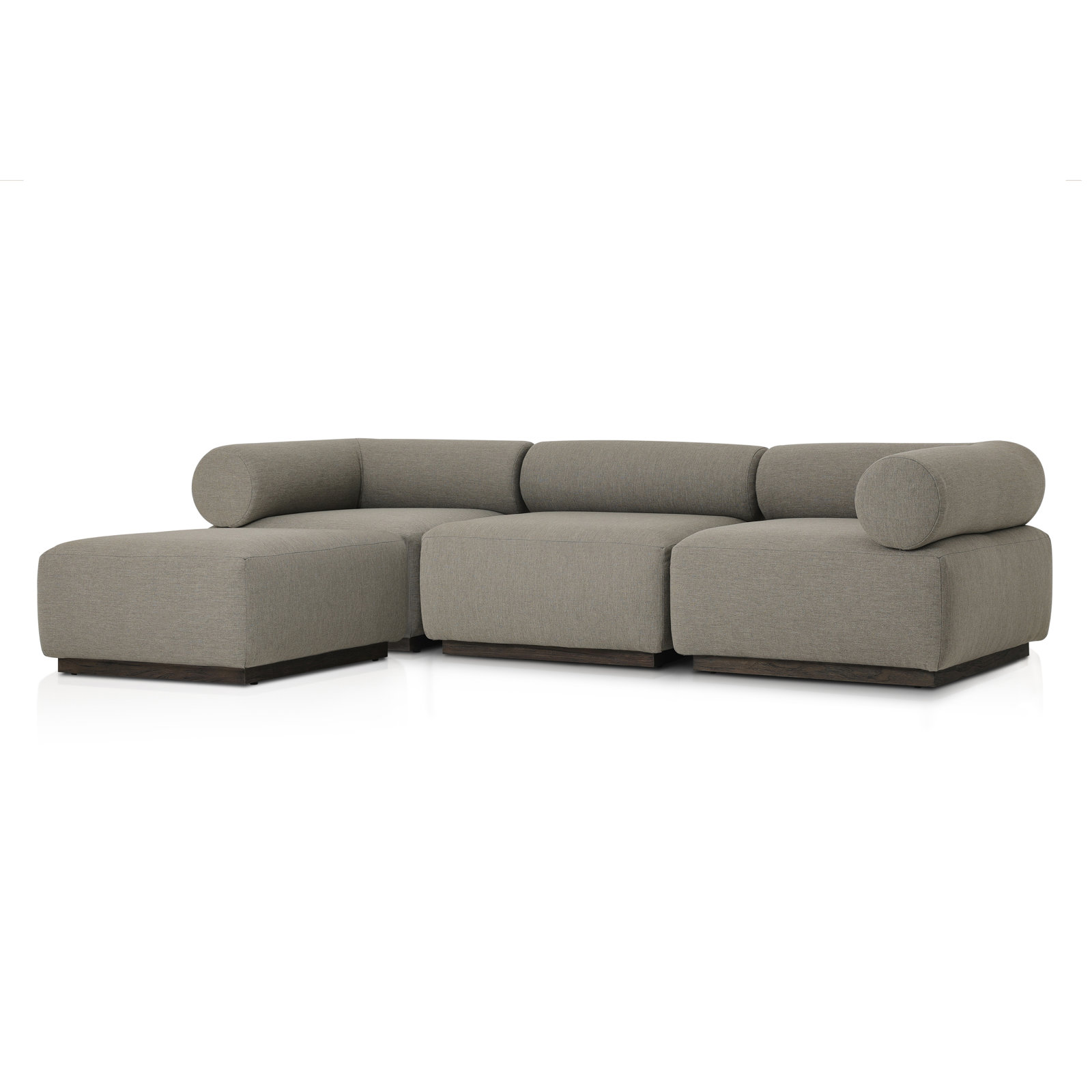 Anat Modular Upholstered Chaise L-Sectional, Brown Polypropylene/Olefin