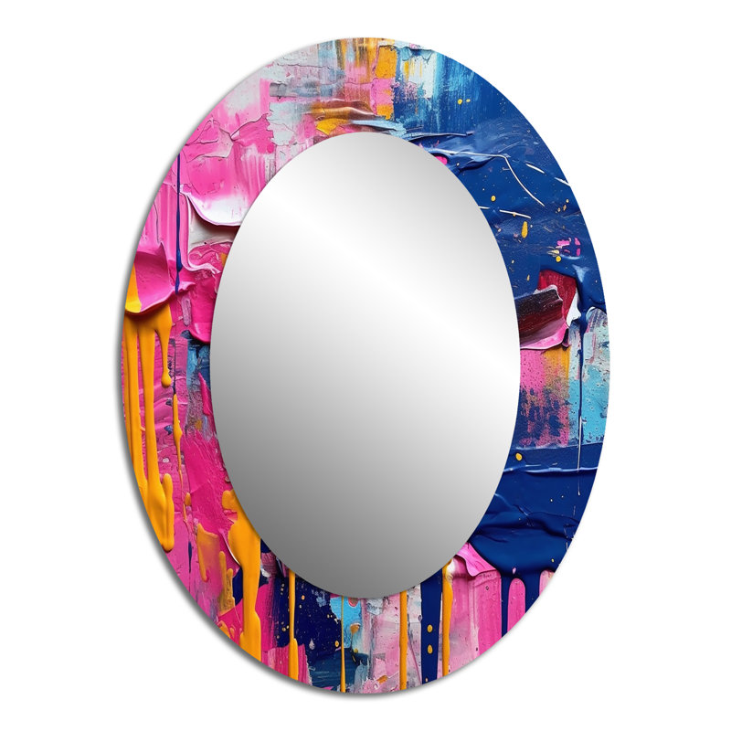 Rose et bleu Explosions of Color - Miroir mural moderne rose, 40 po x 30 po