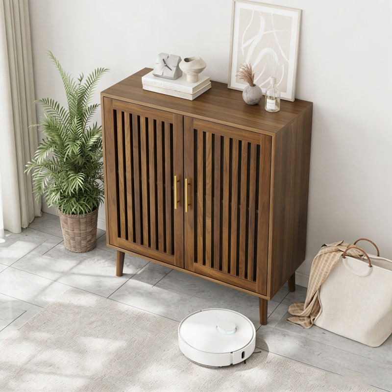 Sideboard Buffet Cabinet With Storage,  Farmhouse Buffet Cabinet With Louvered Doors, Wood Coffee Bar Storage Cabinet For Kitchen, Dining Room, Living Room, Entryway, 31.5" W