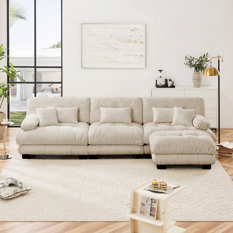 Canapé modulaire, canapé modulaire de luxe, canapé surdimensionné pour le salon, canapé à assise profonde avec repose-pieds, chenille