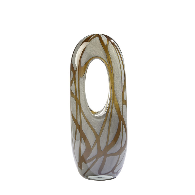 Vase de table en verre fait à la main, H 15 po x l 6 po x P 4,5 po