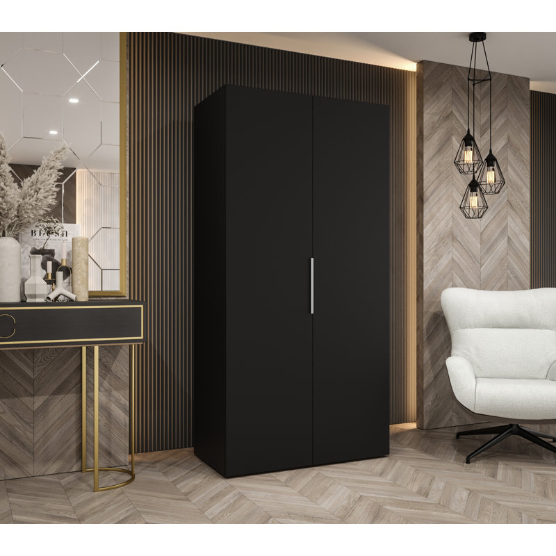 Manufactured Wood Wardrobe, Black/Silver