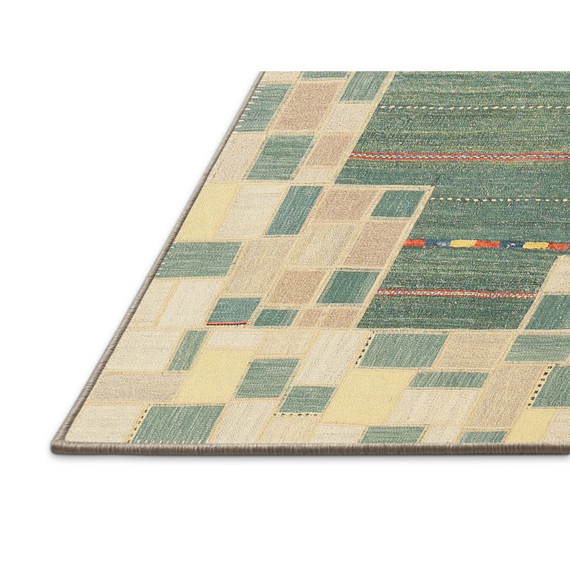 Tapis abstrait brun clair / vert, Rectangle 8 pi x 10 pi