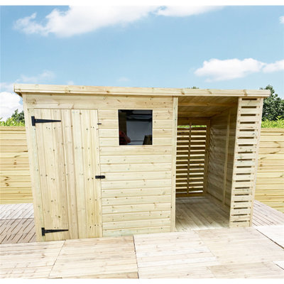 Cahlan 11 x 8 Pressure Treated Pent Shed With Storage Area
