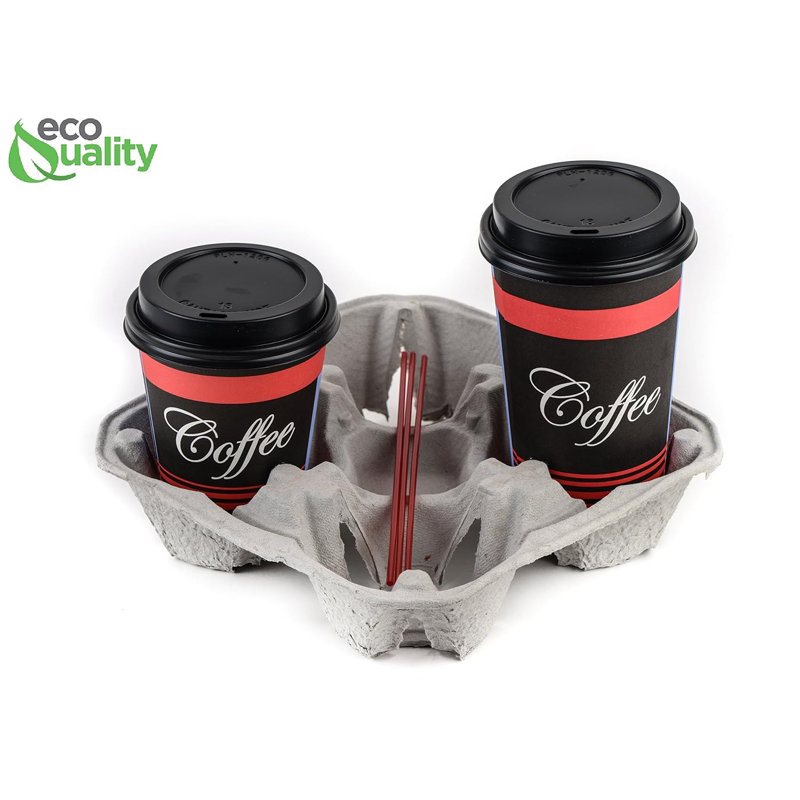 Porte-gobelet empilable en fibre EcoPality de 4 tasses pour boissons chaudes et froides (10)