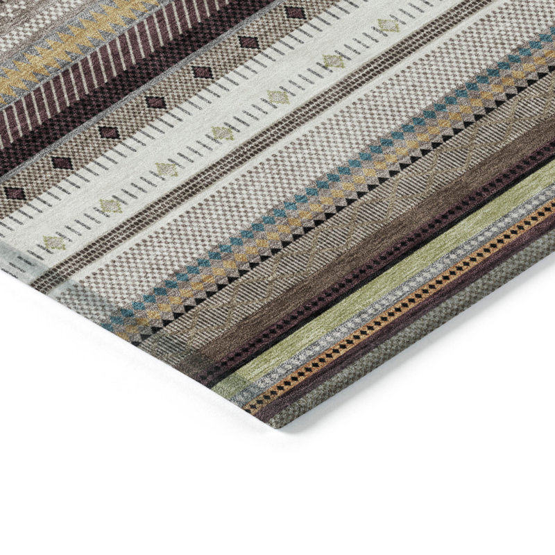 Machine Washable Indoor/Outdoor Husby ACN2218 Striped Rug, Runner 2'3" x 7'6"