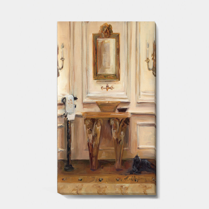 " Vintage Paris Bathroom Painting " Painting Print, Wrapperd Canvas, 32" H x 16" W x 1" D